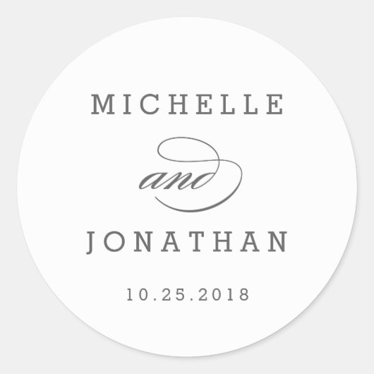 Rond Sticker Mariage couleur modifiable et intemporel (Devant)
