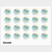 Rond Sticker Mariage couleur or bleu vert mer (Feuille)
