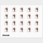 Rond Sticker Mariage Couples (Feuille)