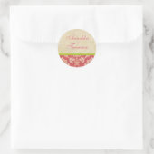 Rond Sticker Mariage Damask rose et vert (Sac)