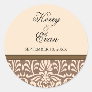 Rond Sticker Mariage damassé Art Déco