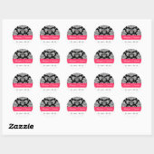 Rond Sticker Mariage damassé Black et Fuchsia (Feuille)
