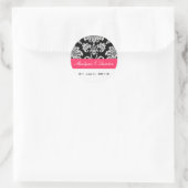 Rond Sticker Mariage damassé Black et Fuchsia (Sac)