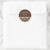 Rond Sticker Mariage damassé Brown (Sac)