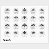 Rond Sticker Mariage damassé élégant (Feuille)