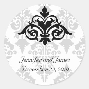 Rond Sticker Mariage damassé élégant