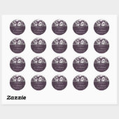 Rond Sticker Mariage damassé Lapis Purple & Silver Grey (Feuille)