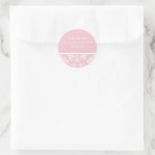 Rond Sticker Mariage damassé rose (Sac)