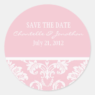 Rond Sticker Mariage damassé rose