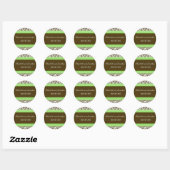 Rond Sticker Mariage damassé vert et Brown (Feuille)