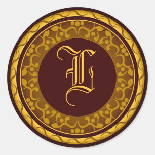 Rond Sticker mariage de automne Monogramme Enveloppe Au