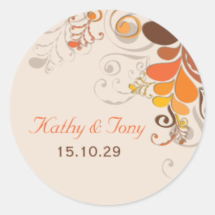 Rond Sticker Mariage de automne pour les tourbillons fl