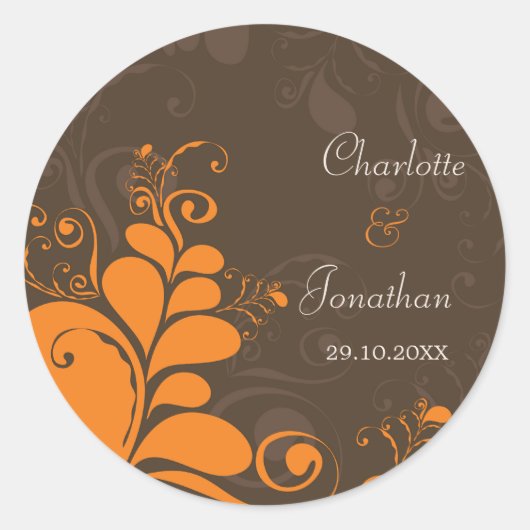 Rond Sticker Mariage de automne Rustic Deco Feuilles (Devant)