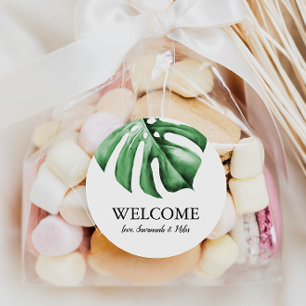 Rond Sticker Mariage de bienvenue pour palmier tropical