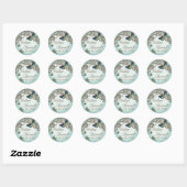 Rond Sticker Mariage de Botanica ou phoque - Aqua Blue (Feuille)