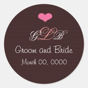 Rond Sticker Mariage de coeur rose