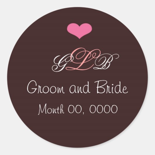 Rond Sticker Mariage de coeur rose (Devant)