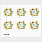 Rond Sticker Mariage de couronne de tournesol personnal (Feuille)