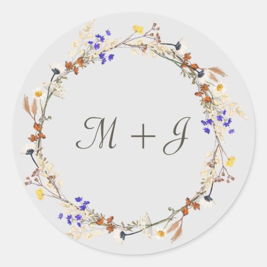 Rond Sticker Mariage de fleurs sauvages (Devant)