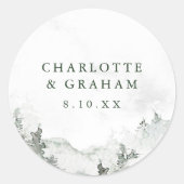 Rond Sticker Mariage de forêt aquarelle (Devant)
