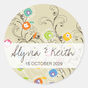Rond Sticker Mariage de Jardin de Fleur Super Whimsical