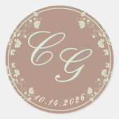 Rond Sticker Mariage de la Chinoiserie Florale Spring (Devant)
