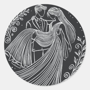 Rond Sticker Mariage de mariée et de chambre de style t