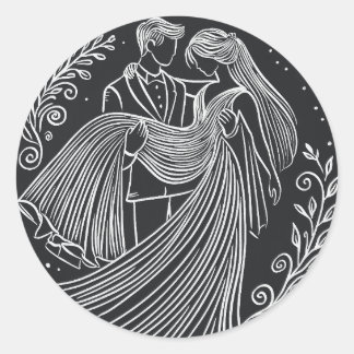 Rond Sticker Mariage de mariée et de chambre de style t