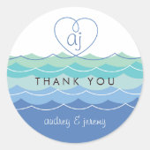 Rond Sticker Mariage de Merci du coeur de la boucle Blu (Devant)