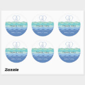 Rond Sticker Mariage de Merci du coeur de la boucle Blu (Feuille)