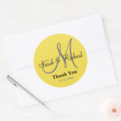 Rond Sticker Mariage de Merci jaune (Enveloppe)