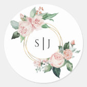 Rond Sticker Mariage de Monogramme blanc flou (Devant)