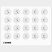 Rond Sticker Mariage de Monogramme blanc rustique (Feuille)