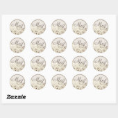 Rond Sticker mariage de monogramme de fleurs blanc rust (Feuille)