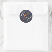 Rond Sticker Mariage de monogramme gothique élégant (Sac)