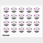 Rond Sticker Mariage de monogramme noir et blanc Damask (Feuille)