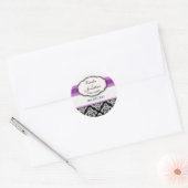 Rond Sticker Mariage de monogramme noir et blanc Damask (Enveloppe)