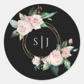 Rond Sticker Mariage de Monogramme noir flush (Devant)