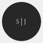 Rond Sticker Mariage de Monogramme Noir moderne (Devant)