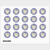 Rond Sticker Mariage de Monogramme violet de lune Whims (Feuille)