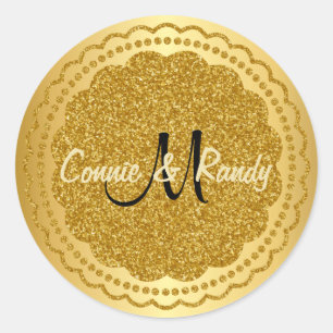 Rond Sticker Mariage de Parties scintillant de monogram