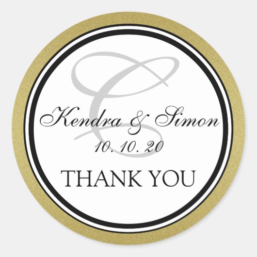 Rond Sticker Mariage de Parties scintillant de Monogram (Devant)