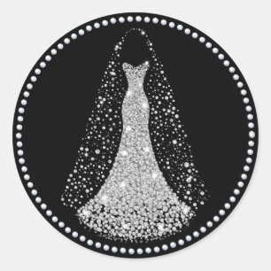 Rond Sticker Mariage de Parties scintillant Faux noir e