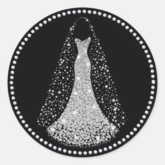 Rond Sticker Mariage de Parties scintillant Faux noir e (Devant)