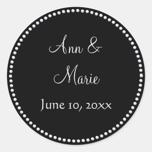 Rond Sticker Mariage de Parties scintillant Faux noir e (Devant)