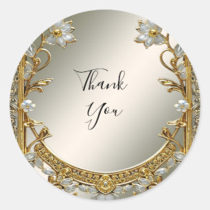 Rond Sticker Mariage de phoque blanc orange or