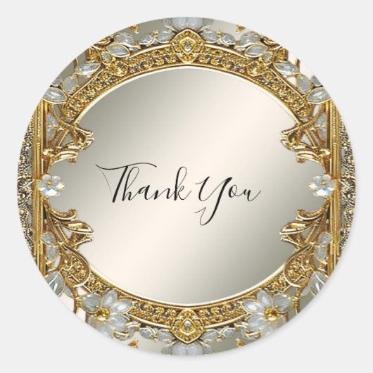 Rond Sticker Mariage de phoque blanc orange or (Devant)