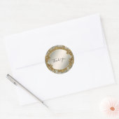 Rond Sticker Mariage de phoque blanc orange or (Enveloppe)