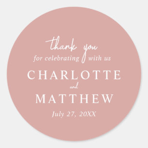 Rond Sticker Mariage de Rose de script Dusty