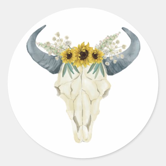 Rond Sticker Mariage de tournesol et Taureau (Devant)